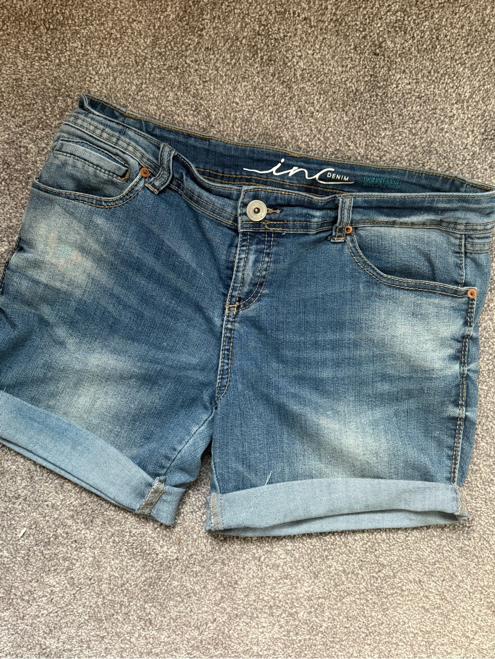 INC International Concepts Medium Blue Roll-Cuff Denim Shorts